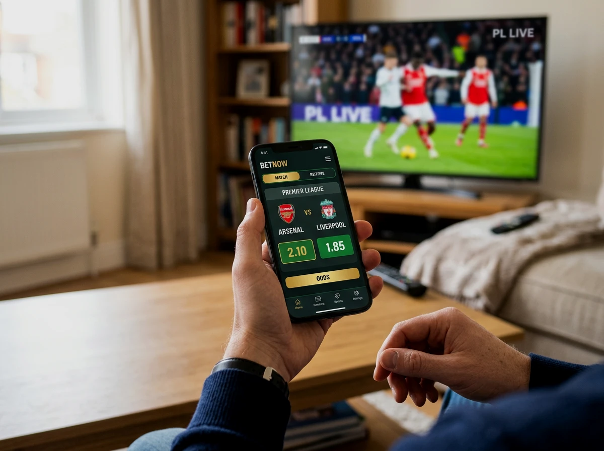 Manos sosteniendo un smartphone mostrando cuotas de apuestas de La Liga con interfaz clara y sencilla